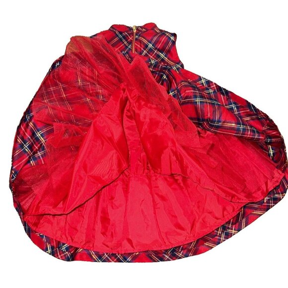 American Girl Red Plaid Metallic Black Velvet Belt Size 6 Girls Holiday Dress - Picture 14 of 14